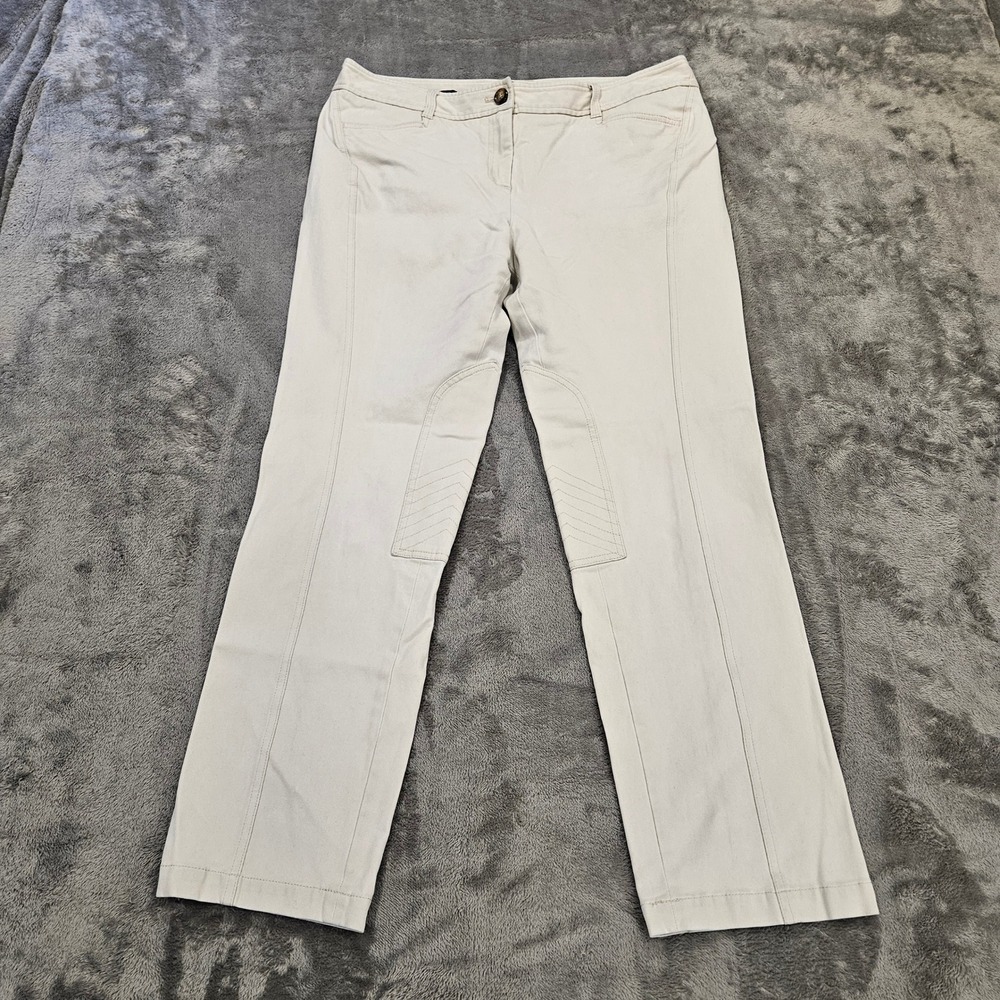 Talbots Signature‎ Slim Equestrian Pants Stone Beige Knee Patch Trousers Size 14